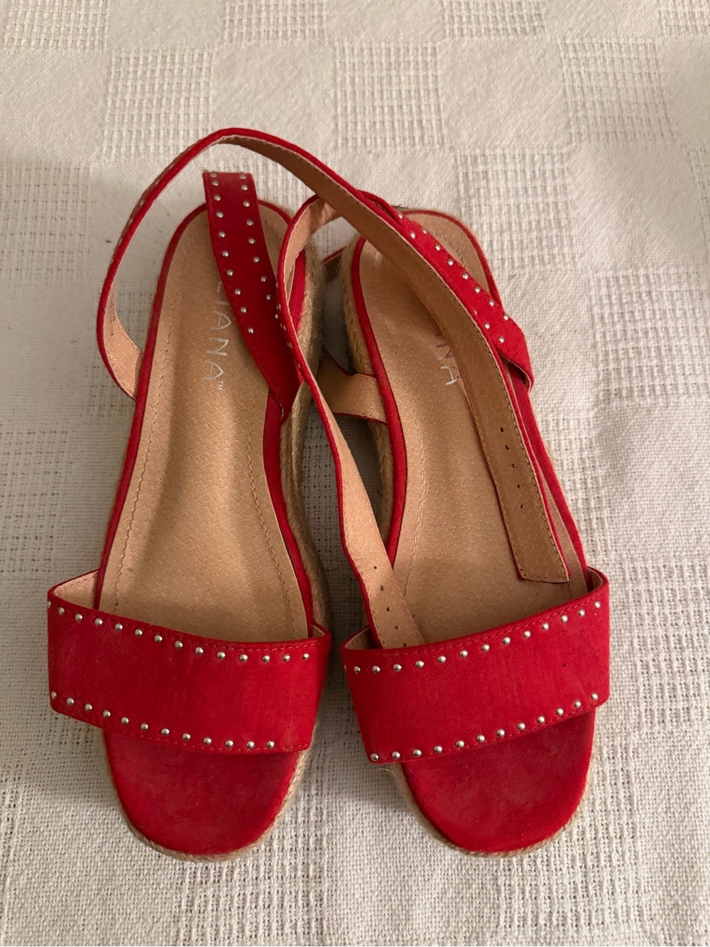 Red Studded Slingback Sandals by ADANA - Women's Open Toe Sandals